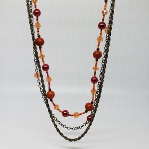 SALE ❤Multi Layers Red&Orange Beads Necklace